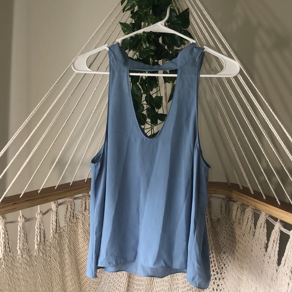 OLIVACEOUS BABY BLUE TURTLE NECK TOP